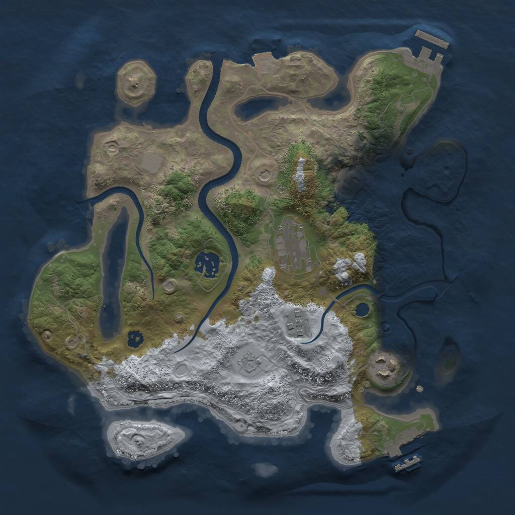 Rust Map: Procedural Map, Size: 3000, Seed: 895743434, 10 Monuments