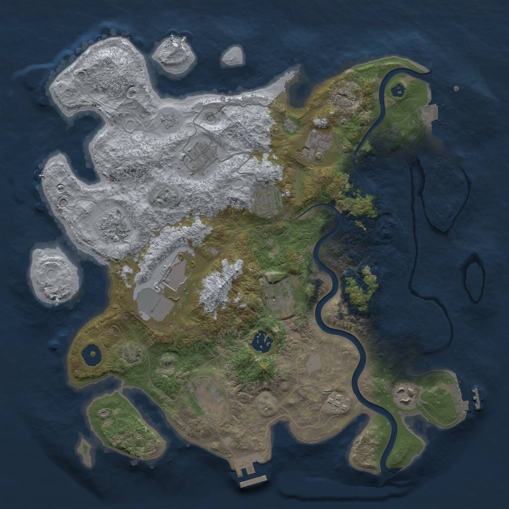 Rust Map: Procedural Map, Size: 3750, Seed: 1444026690, 16 Monuments