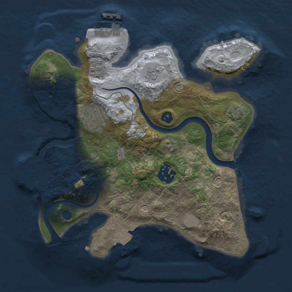 Rust Map: Procedural Map, Size: 2500, Seed: 915786691, 9 Monuments