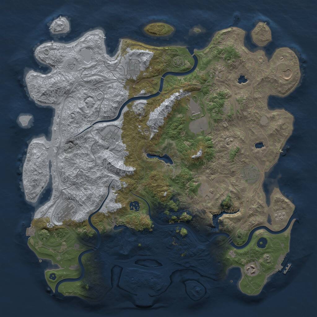 Rust Map: Procedural Map, Size: 4500, Seed: 490385511, 17 Monuments