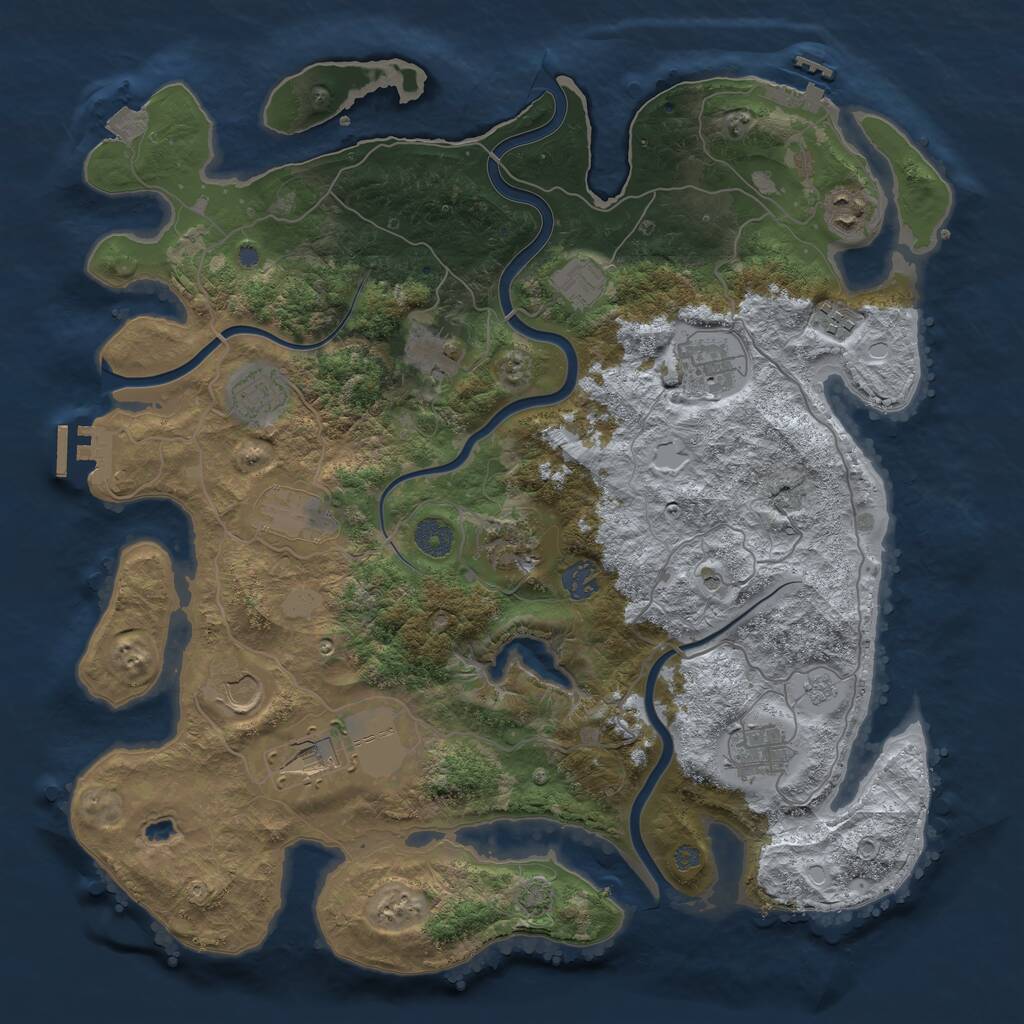Rust Map: Procedural Map, Size: 4000, Seed: 264258869, 17 Monuments