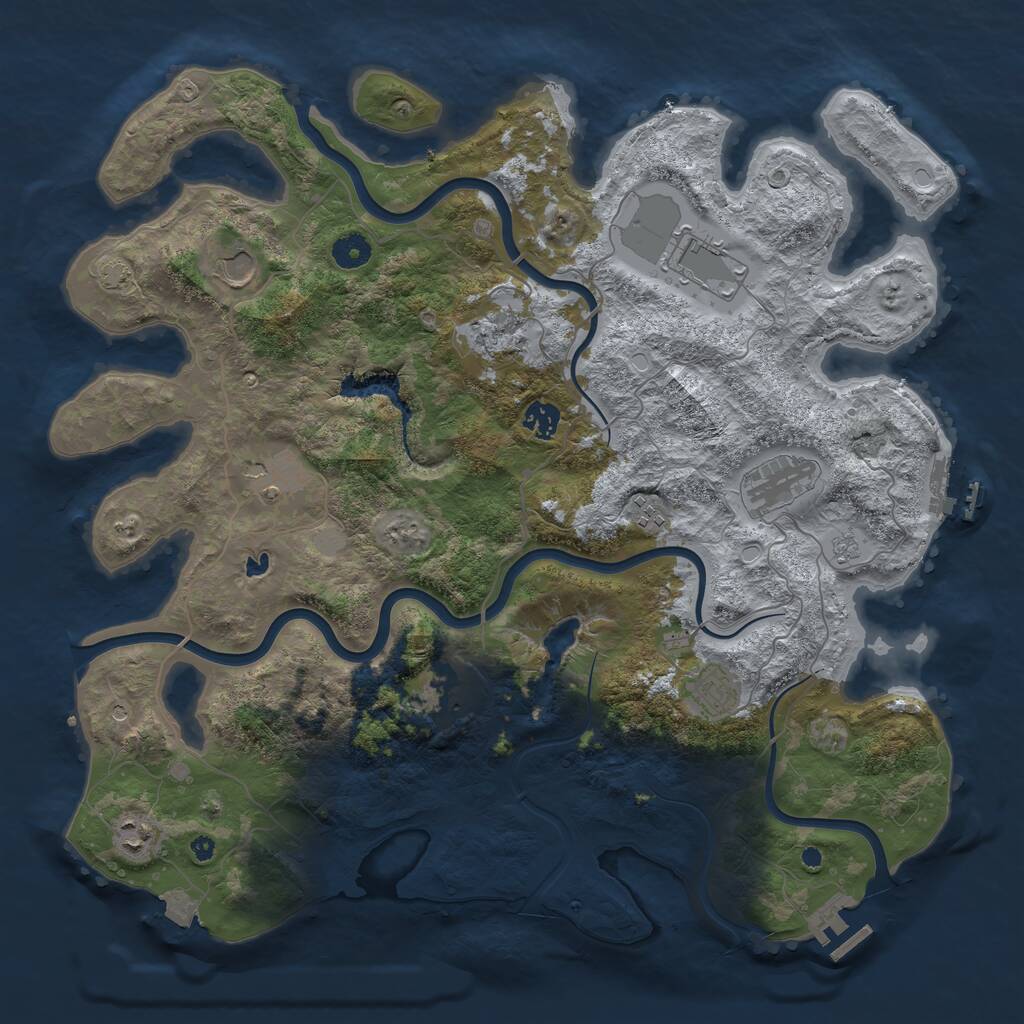 Rust Map: Procedural Map, Size: 4200, Seed: 605719870, 16 Monuments