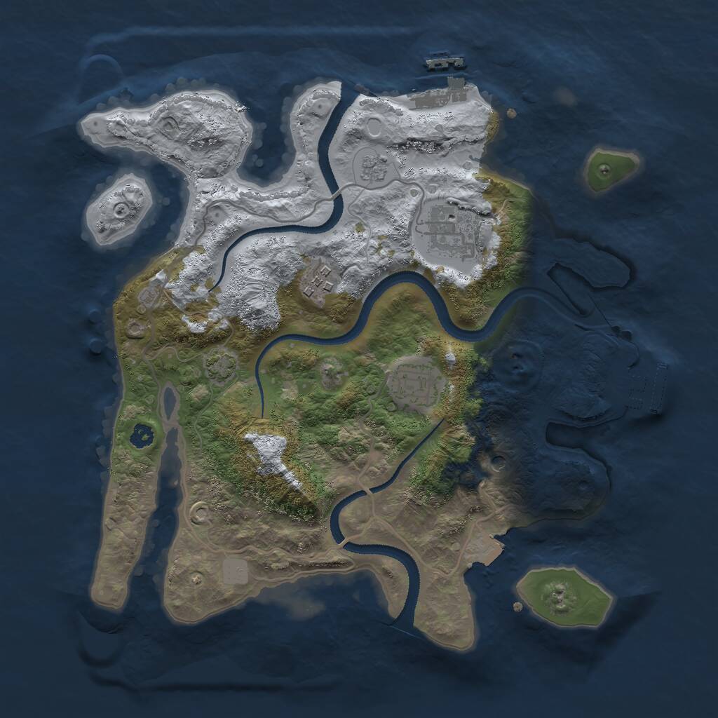 Rust Map: Procedural Map, Size: 3000, Seed: 2020967407, 9 Monuments