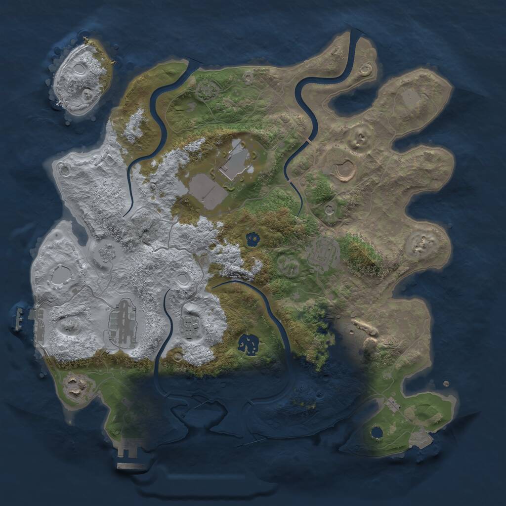 Rust Map: Procedural Map, Size: 3500, Seed: 280393238, 14 Monuments