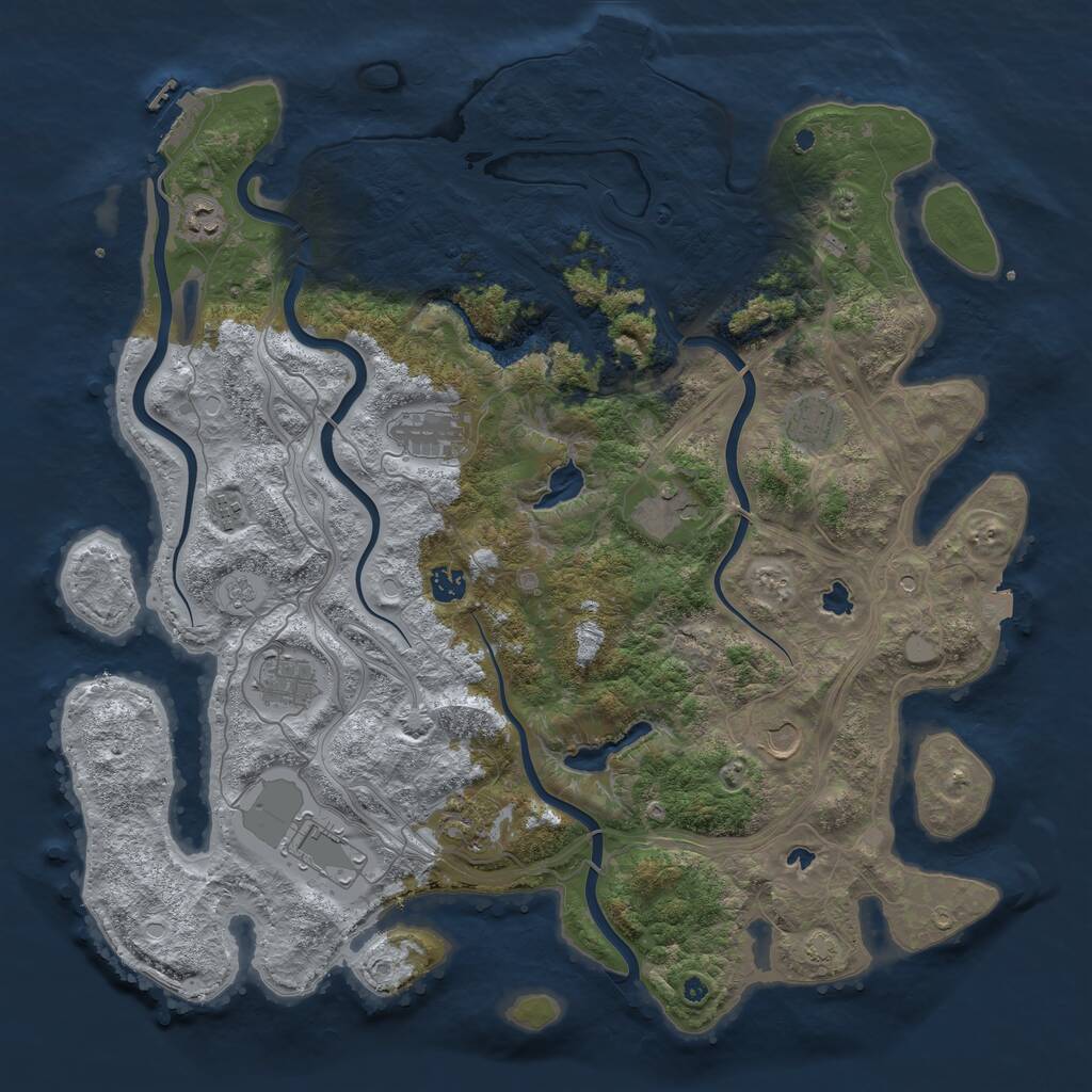 Rust Map: Procedural Map, Size: 4500, Seed: 35598, 16 Monuments