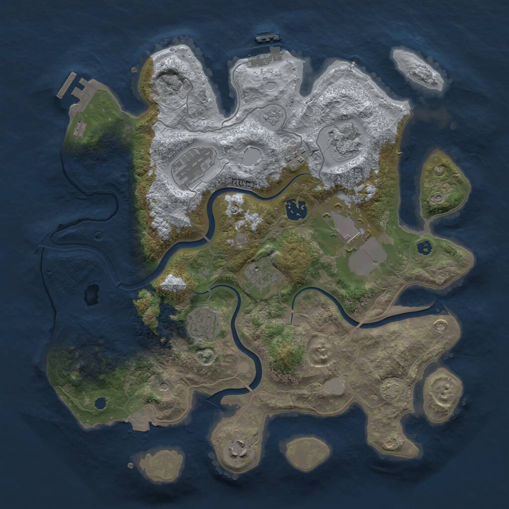 Rust Map: Procedural Map, Size: 3500, Seed: 1446306853, 14 Monuments