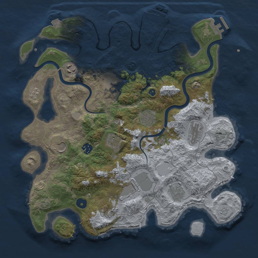 Rust Map: Procedural Map, Size: 3700, Seed: 565177, 17 Monuments