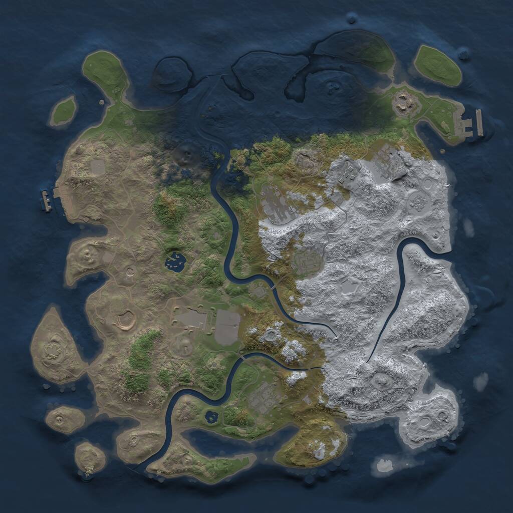 Rust Map: Procedural Map, Size: 3900, Seed: 2054042320, 15 Monuments