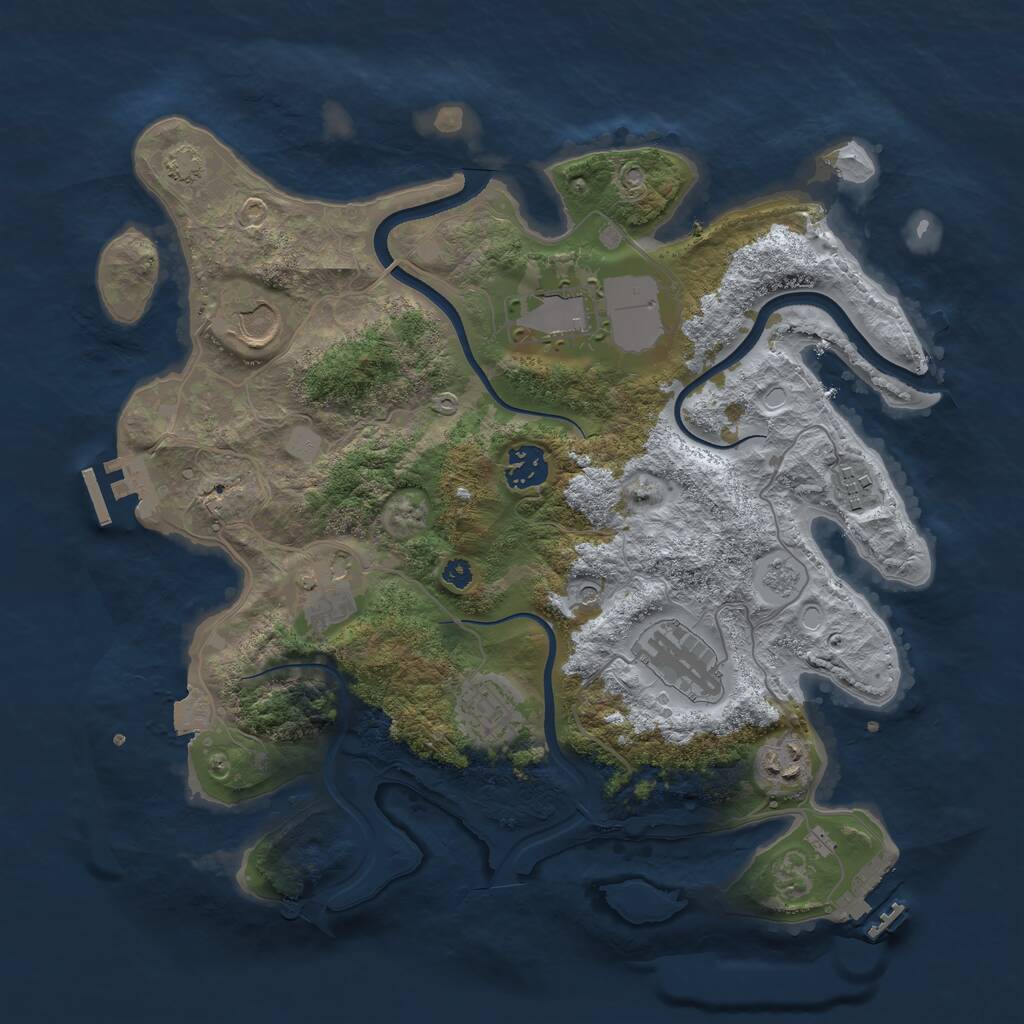 Rust Map: Procedural Map, Size: 3500, Seed: 1390989294, 14 Monuments