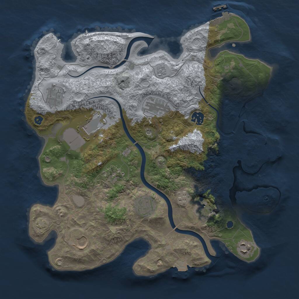 Rust Map: Procedural Map, Size: 3500, Seed: 651552559, 16 Monuments