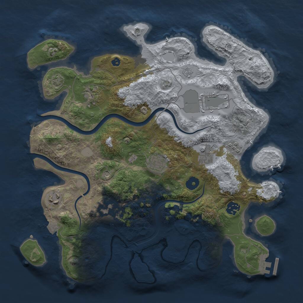 Rust Map: Procedural Map, Size: 3500, Seed: 383796356, 13 Monuments