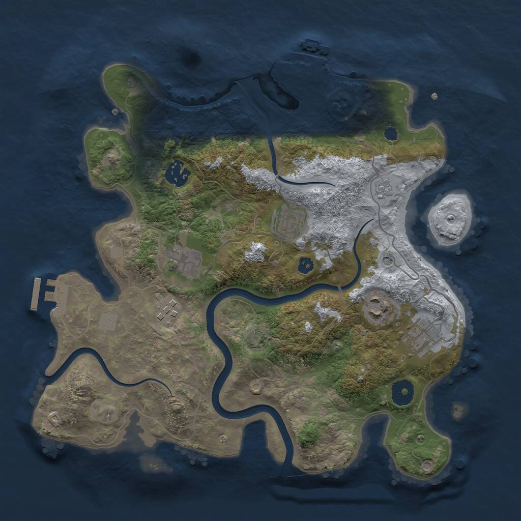 Rust Map: Procedural Map, Size: 3200, Seed: 43210, 12 Monuments