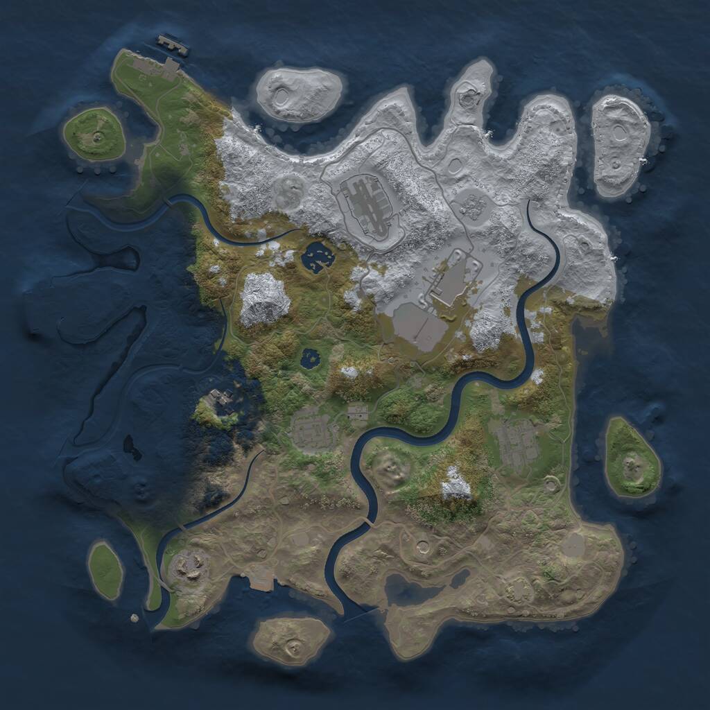 Rust Map: Procedural Map, Size: 3500, Seed: 1161520780, 13 Monuments