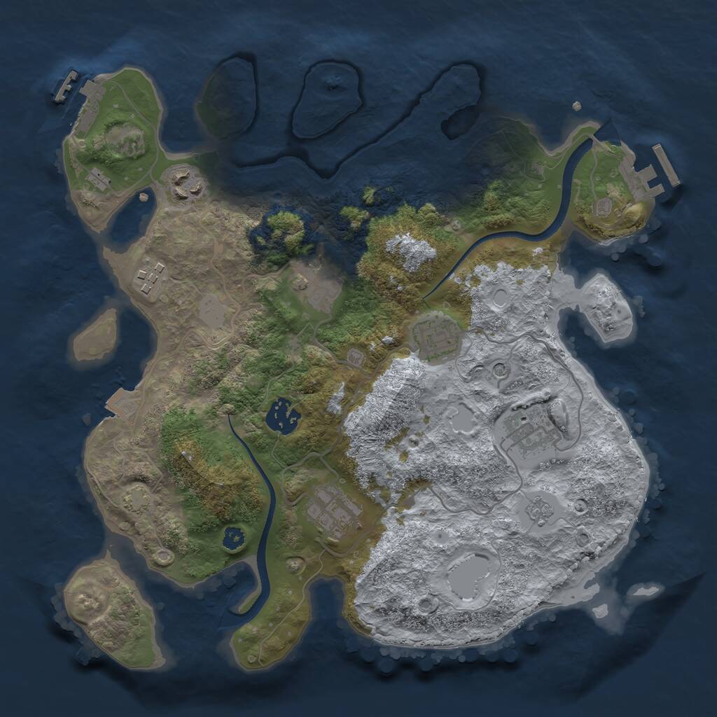 Rust Map: Procedural Map, Size: 3200, Seed: 4443, 13 Monuments