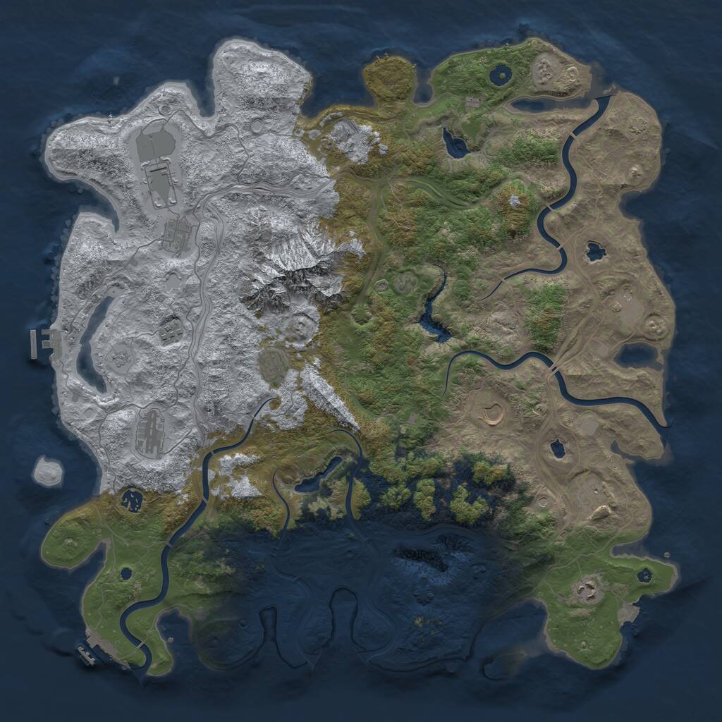 Rust Map: Procedural Map, Size: 5000, Seed: 1829515863, 17 Monuments