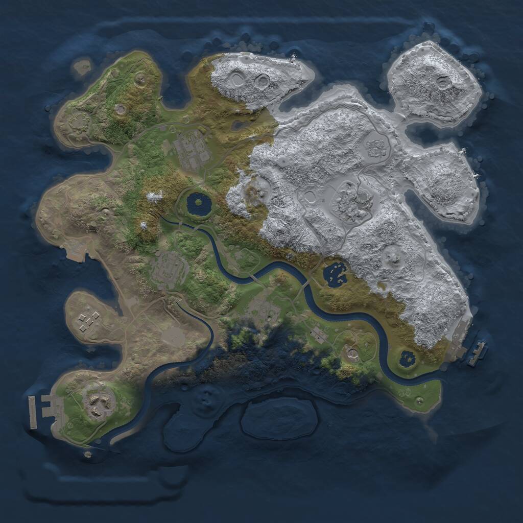 Rust Map: Procedural Map, Size: 3200, Seed: 55231, 13 Monuments