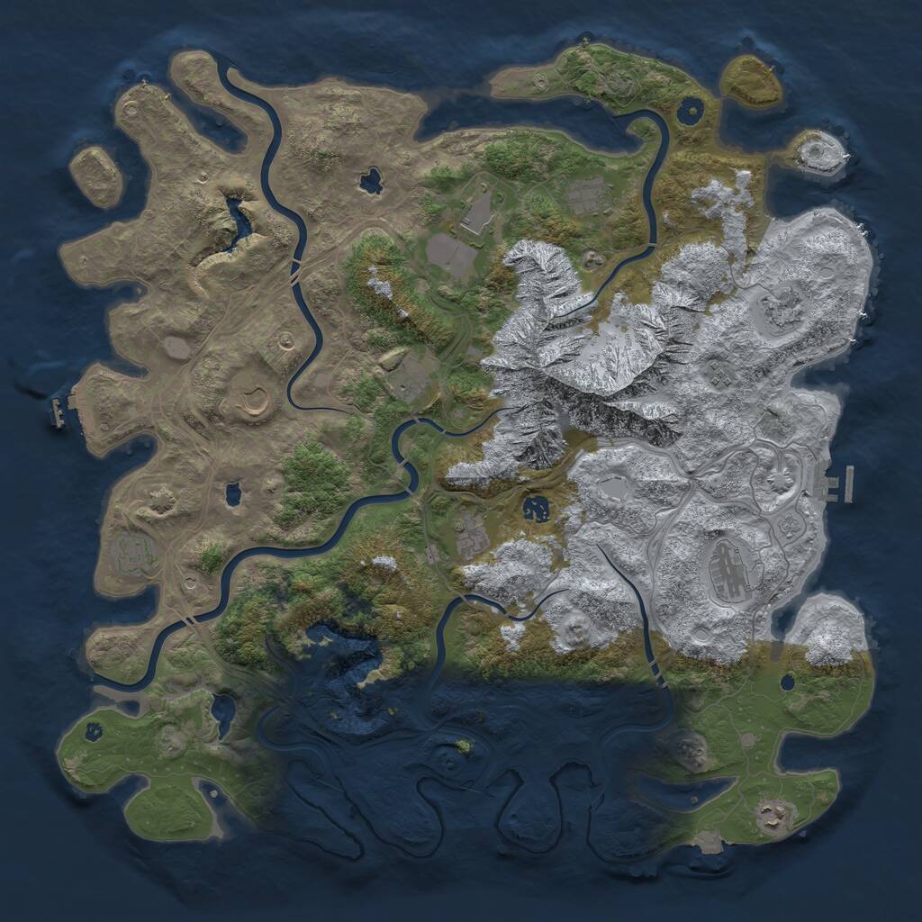 Rust Map: Procedural Map, Size: 5000, Seed: 455241699, 17 Monuments