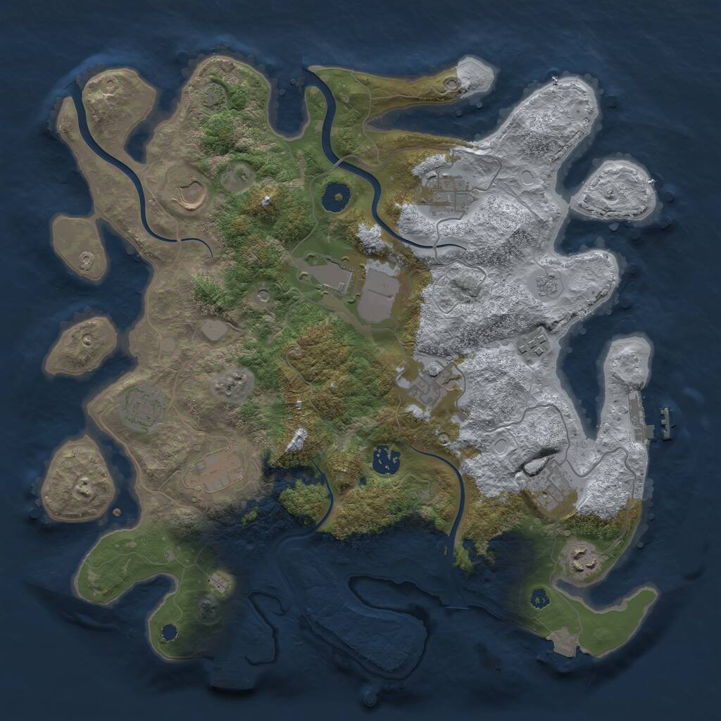 Rust Map: Procedural Map, Size: 3750, Seed: 798328287, 16 Monuments