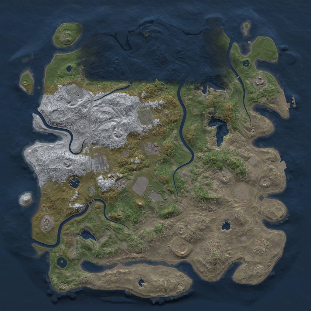 Rust Map: Procedural Map, Size: 4500, Seed: 206787004, 17 Monuments