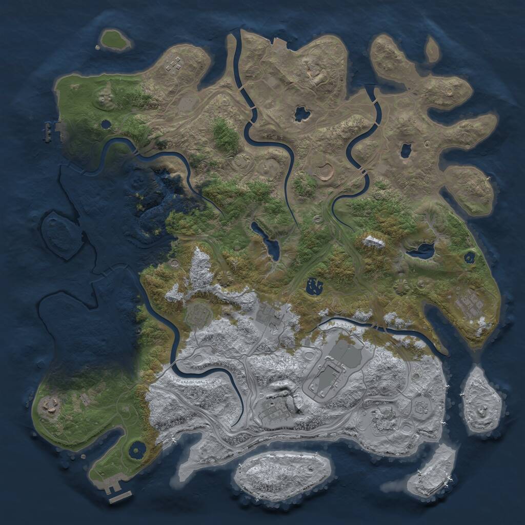 Rust Map: Procedural Map, Size: 4500, Seed: 1114055259, 16 Monuments