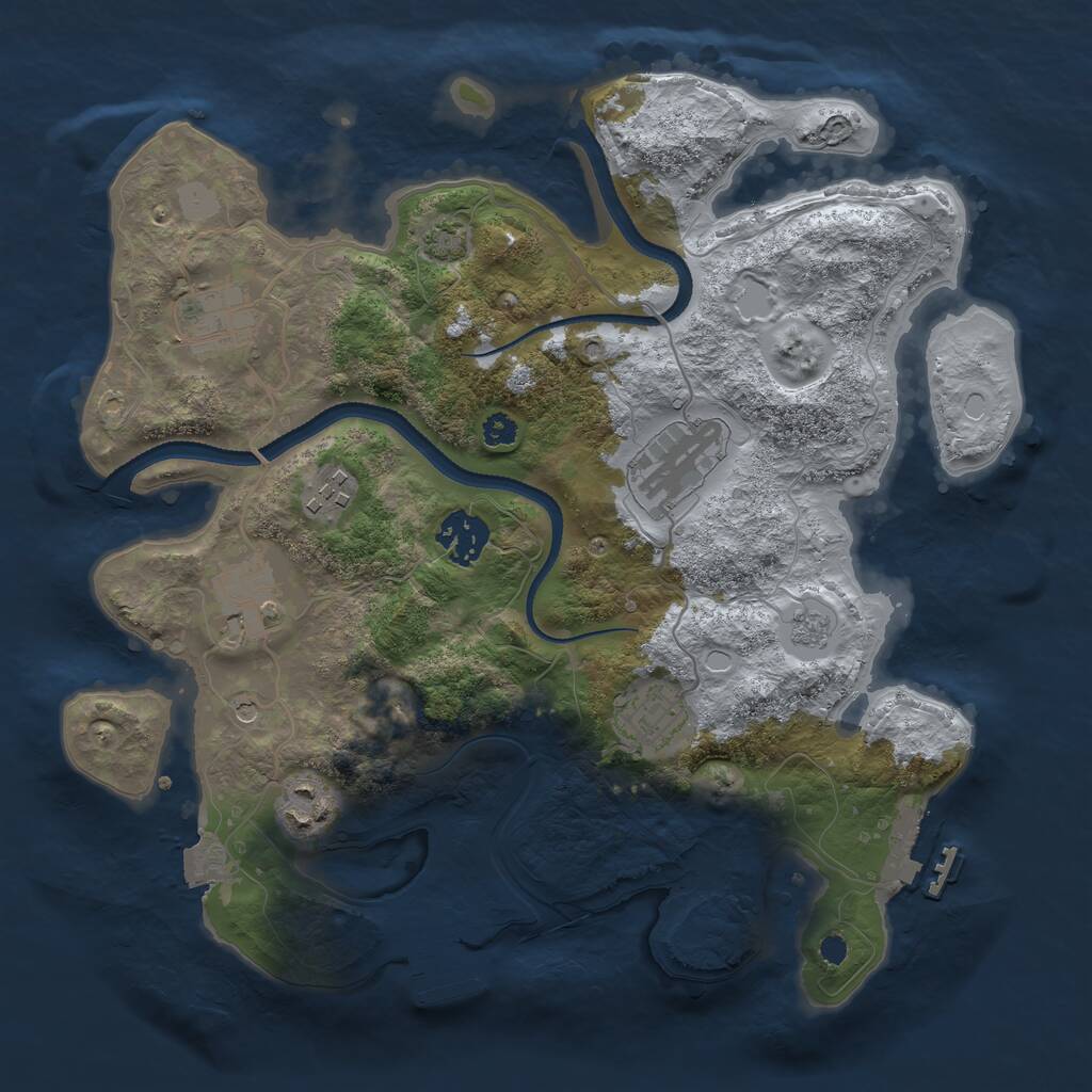 Rust Map: Procedural Map, Size: 3200, Seed: 1915606875, 13 Monuments