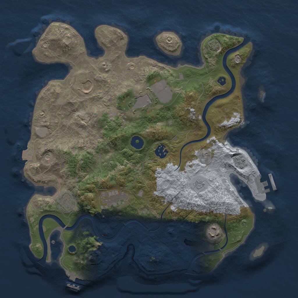 Rust Map: Procedural Map, Size: 3500, Seed: 1109385231, 13 Monuments