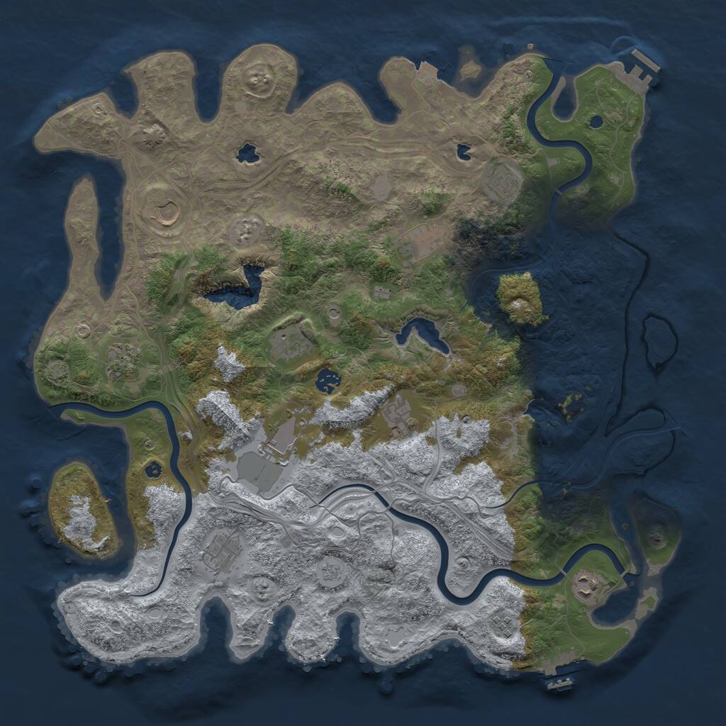 Rust Map: Procedural Map, Size: 4500, Seed: 749162274, 17 Monuments