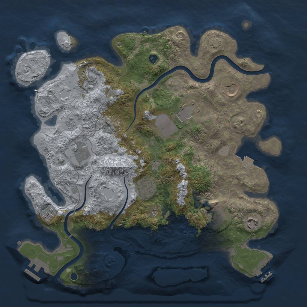 Rust Map: Procedural Map, Size: 3500, Seed: 3050, 14 Monuments