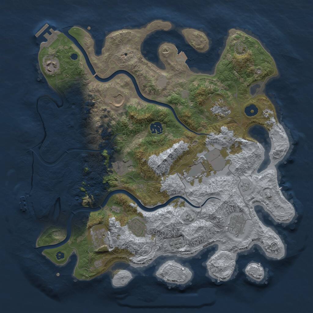 Rust Map: Procedural Map, Size: 3750, Seed: 21099, 16 Monuments