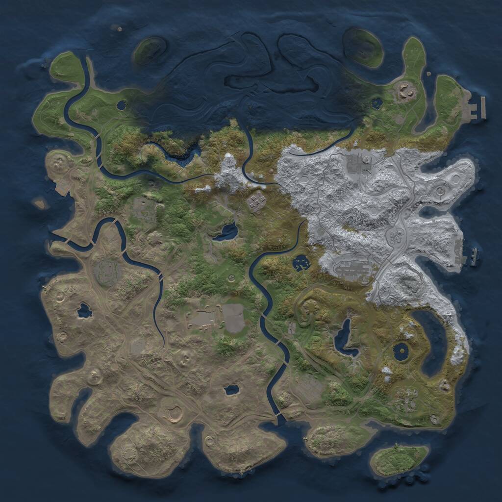 Rust Map: Procedural Map, Size: 4500, Seed: 24760108, 17 Monuments