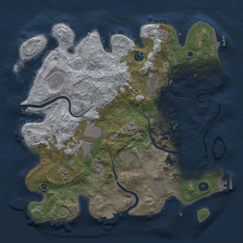 Rust Map: Procedural Map, Size: 3800, Seed: 638077861, 15 Monuments