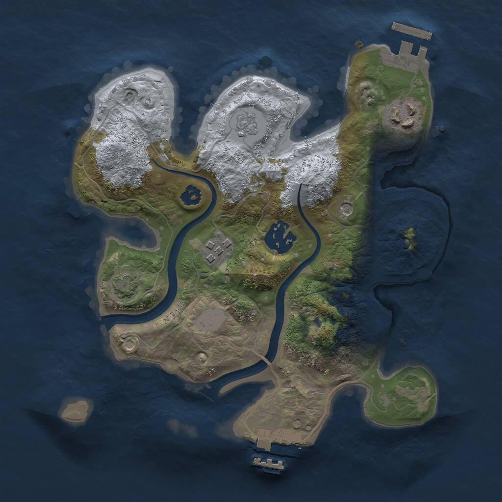 Rust Map: Procedural Map, Size: 2500, Seed: 2112688675, 9 Monuments