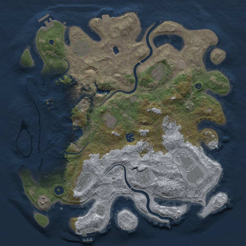 Rust Map: Procedural Map, Size: 4000, Seed: 297489975, 16 Monuments