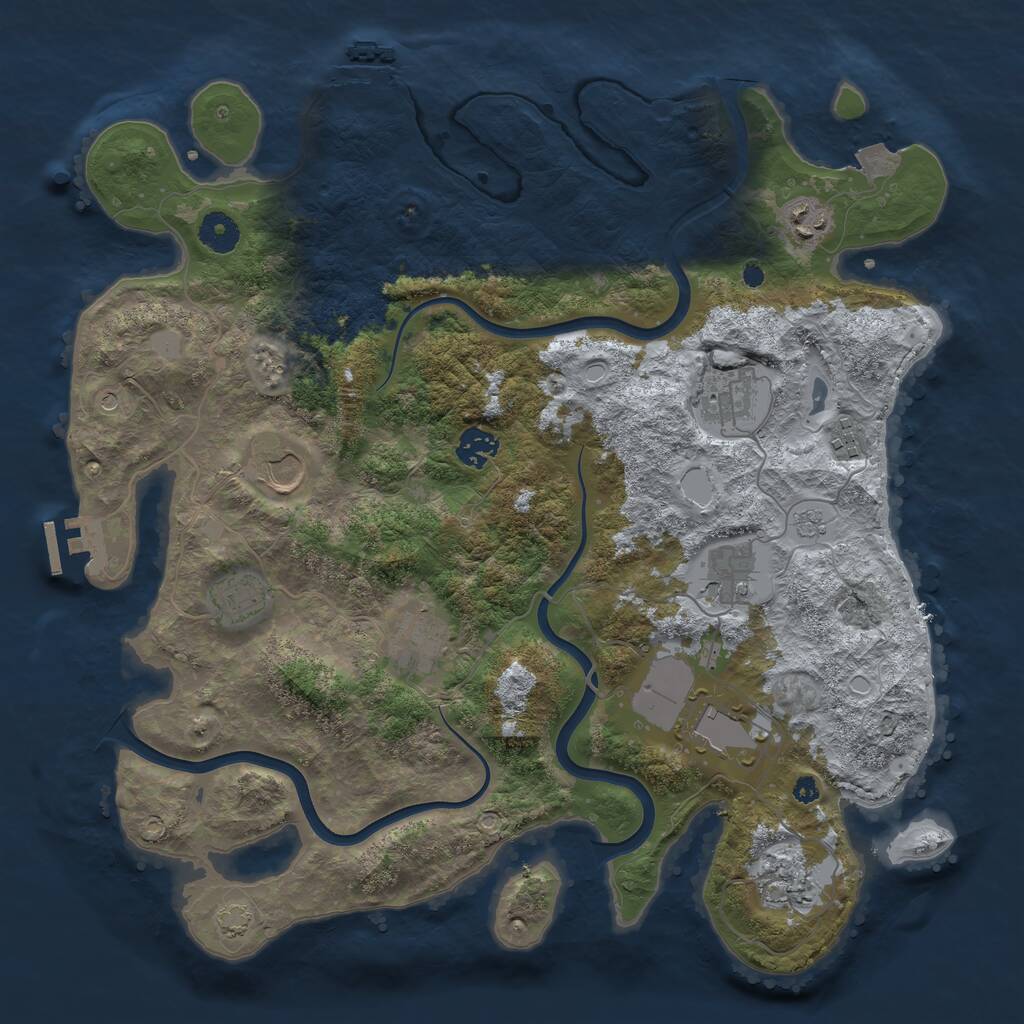 Rust Map: Procedural Map, Size: 3850, Seed: 1733402493, 16 Monuments