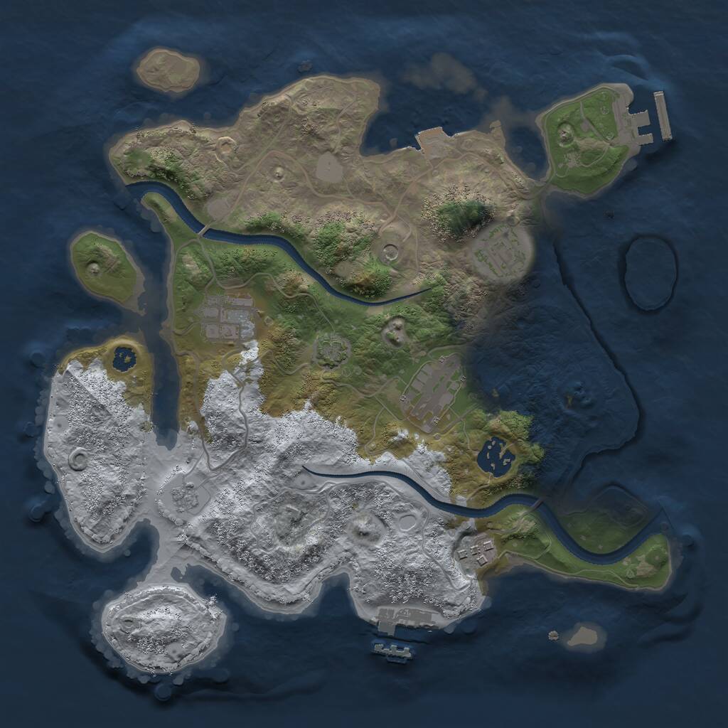 Rust Map: Procedural Map, Size: 3000, Seed: 1627384, 11 Monuments