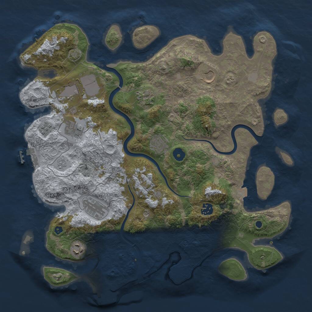 Rust Map: Procedural Map, Size: 3800, Seed: 1036676933, 15 Monuments