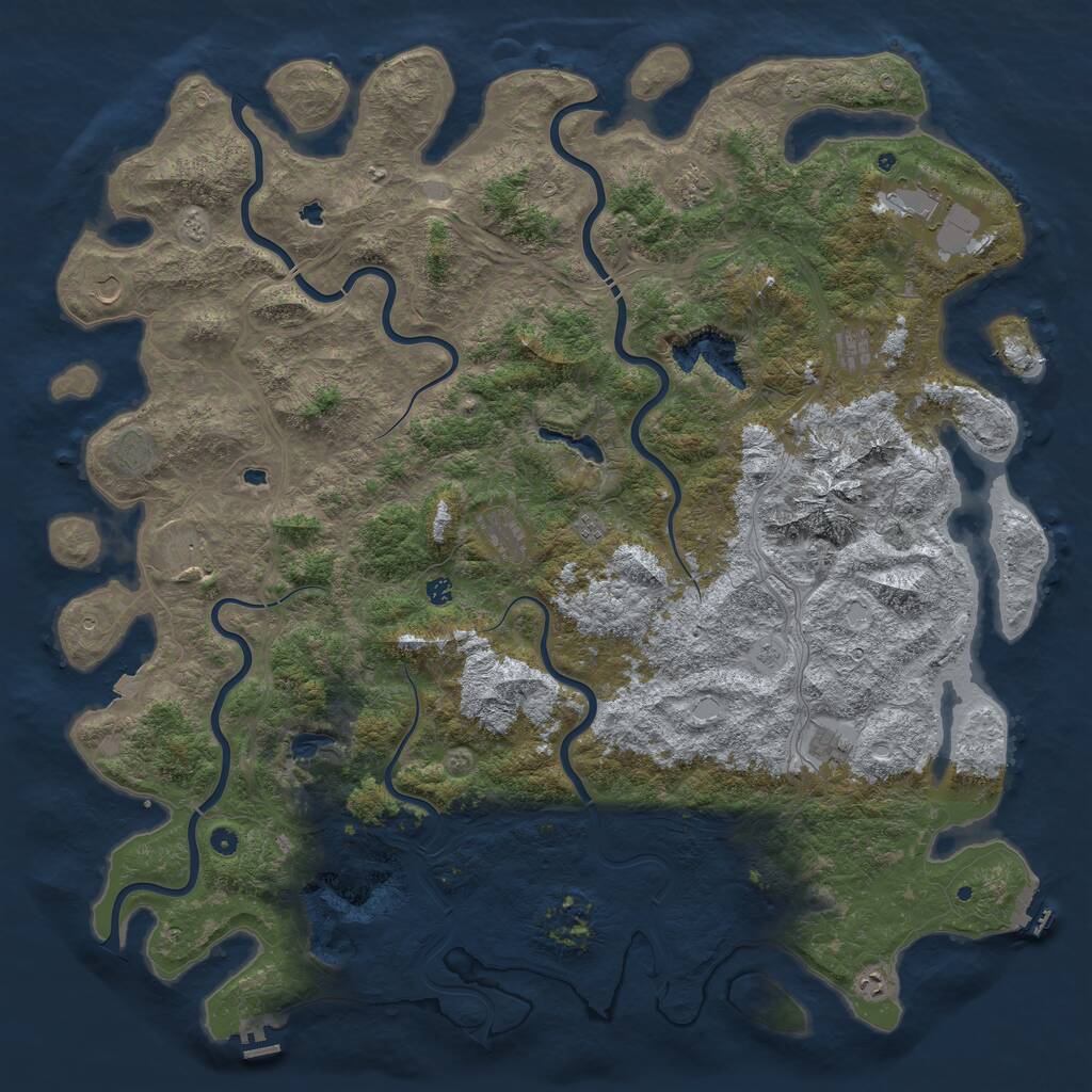 Rust Map: Procedural Map, Size: 6000, Seed: 158654564, 17 Monuments