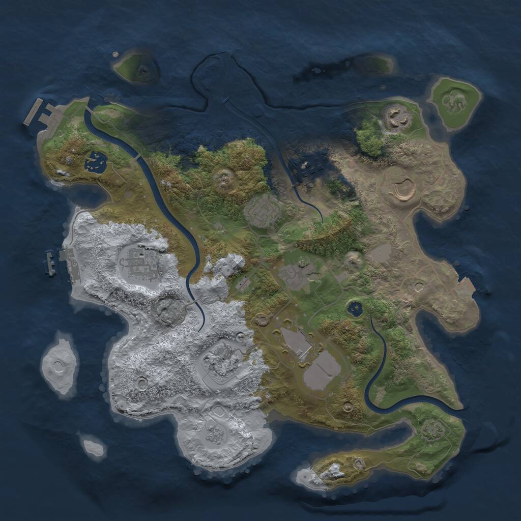 Rust Map: Procedural Map, Size: 3500, Seed: 474301277, 15 Monuments