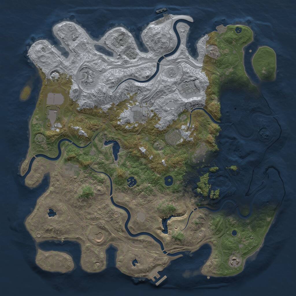 Rust Map: Procedural Map, Size: 4500, Seed: 400090469, 17 Monuments