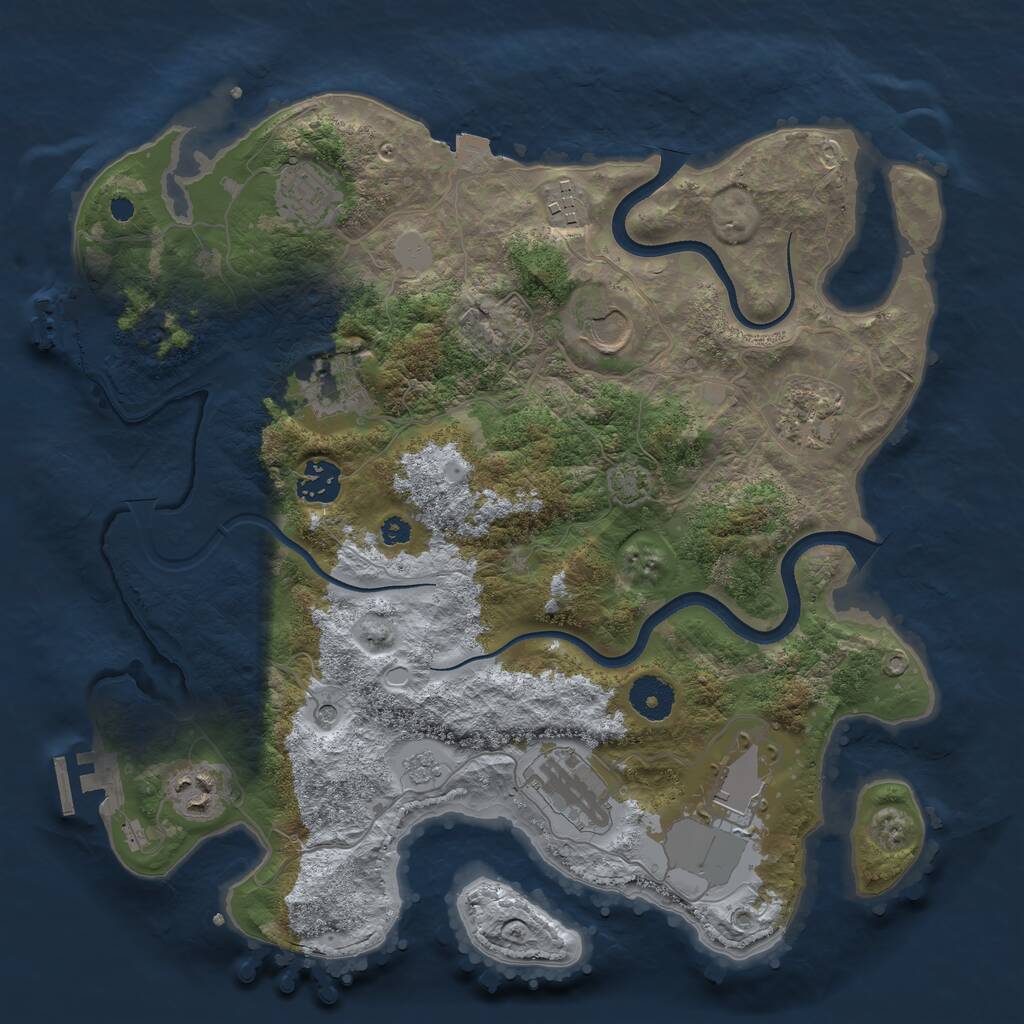 Rust Map: Procedural Map, Size: 3500, Seed: 865279906, 15 Monuments