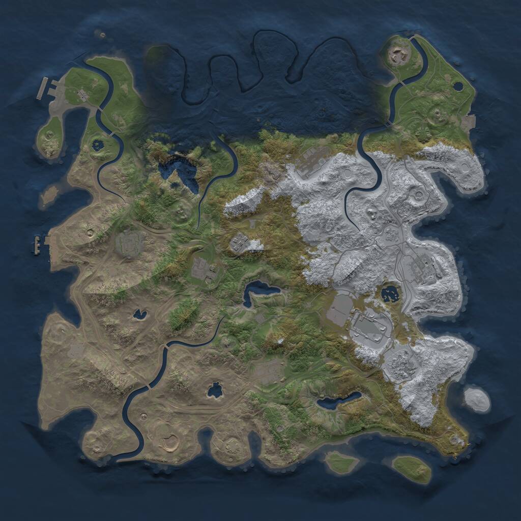 Rust Map: Procedural Map, Size: 4500, Seed: 79782304, 17 Monuments
