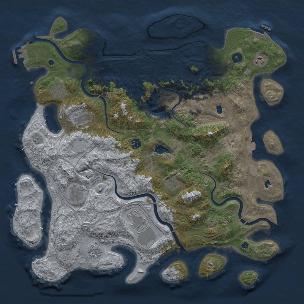 Rust Map: Procedural Map, Size: 4500, Seed: 819297147, 16 Monuments