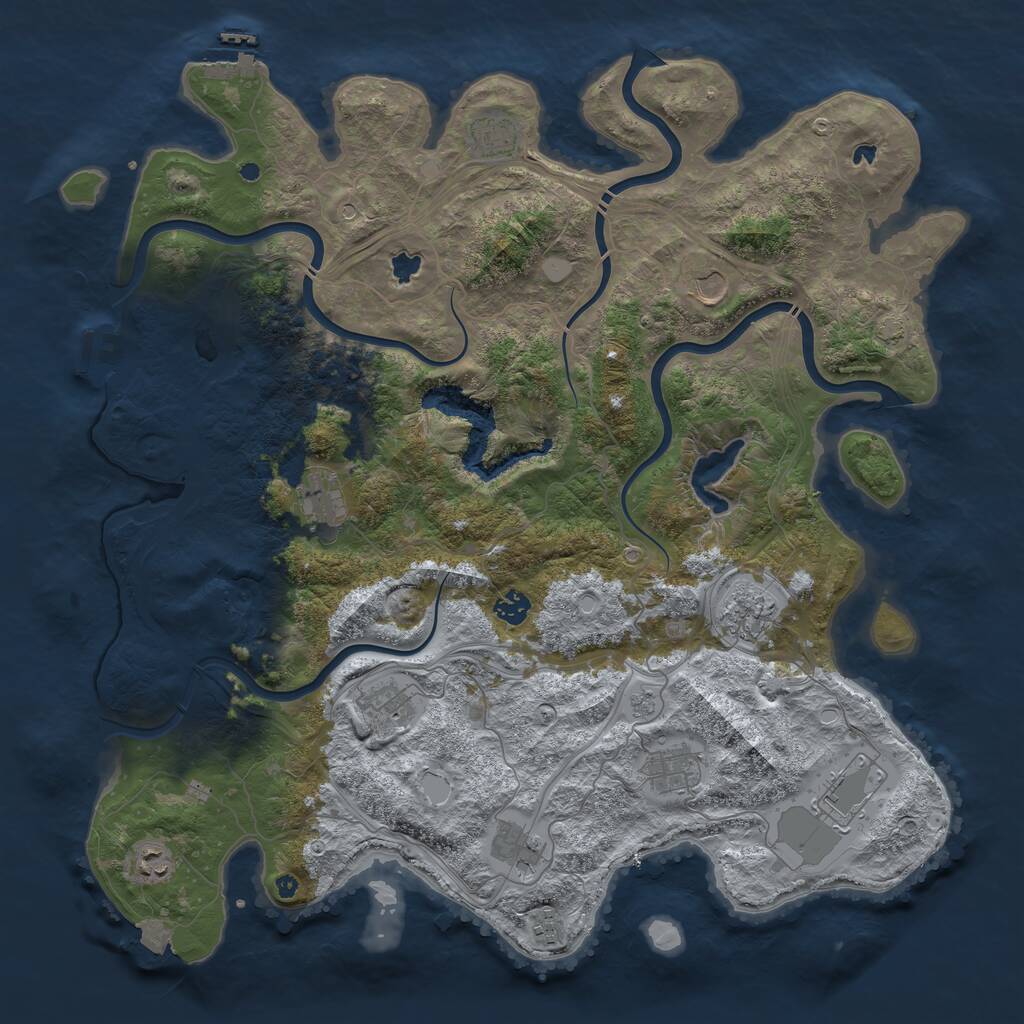 Rust Map: Procedural Map, Size: 4500, Seed: 324706867, 17 Monuments