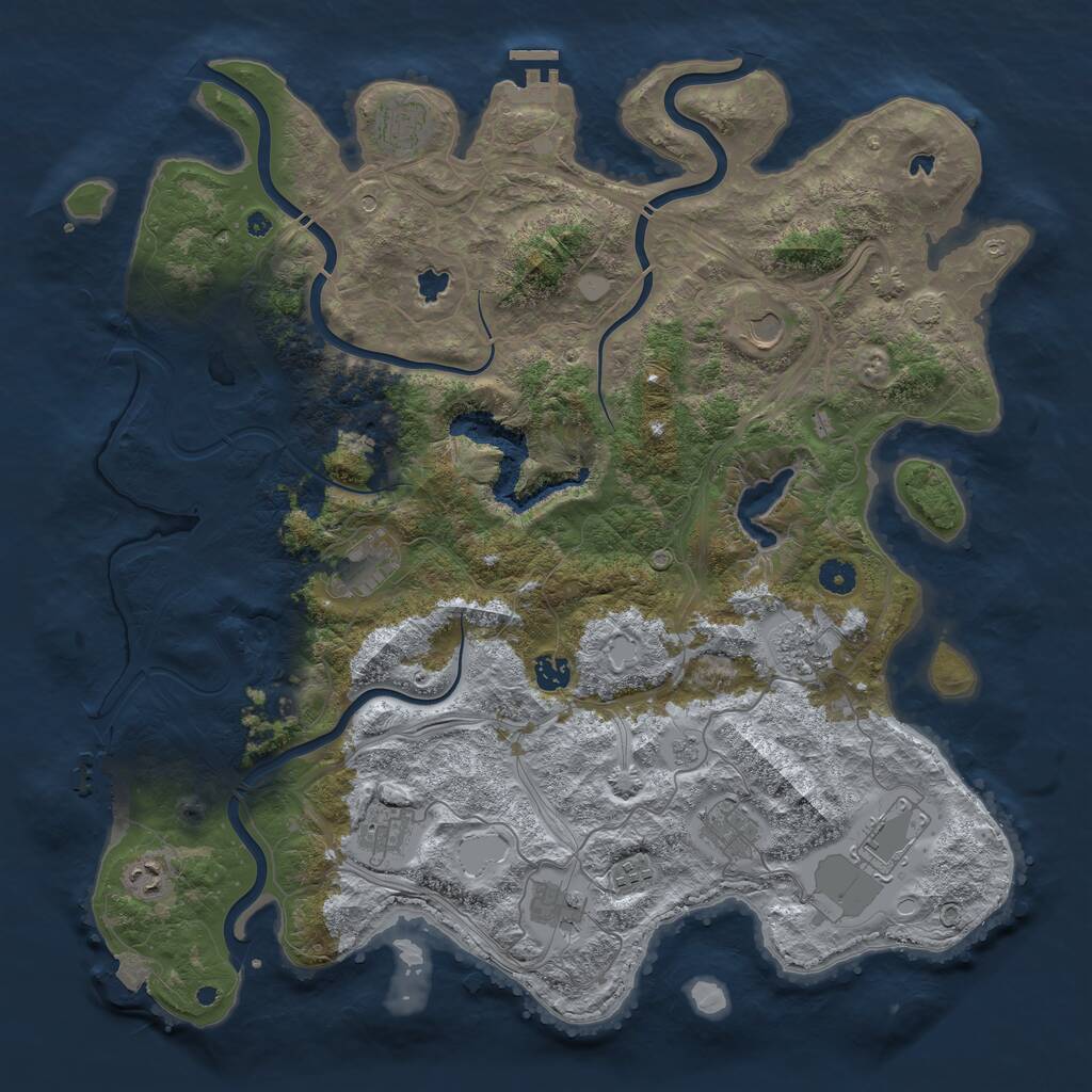 Rust Map: Procedural Map, Size: 4500, Seed: 324706867, 17 Monuments