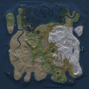 Thumbnail Rust Map: Procedural Map, Size: 3750, Seed: 354645, 17 Monuments
