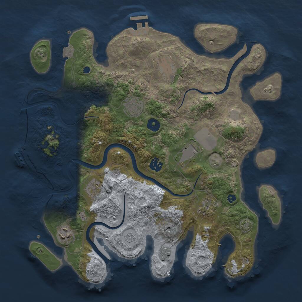 Rust Map: Procedural Map, Size: 3500, Seed: 658284551, 14 Monuments