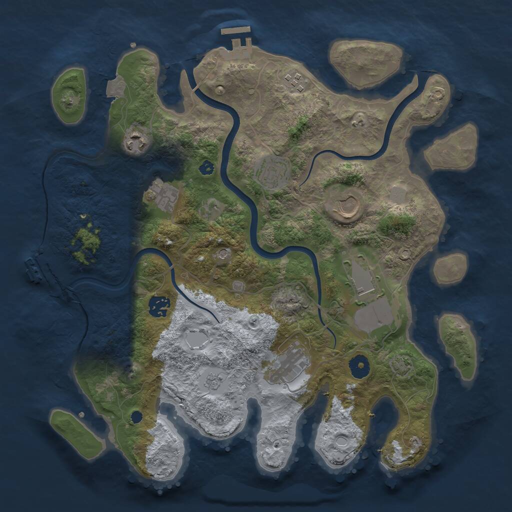 Rust Map: Procedural Map, Size: 3500, Seed: 658284551, 14 Monuments