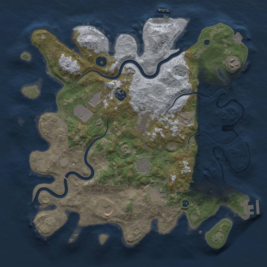 Rust Map: Procedural Map, Size: 3750, Seed: 41901516, 14 Monuments