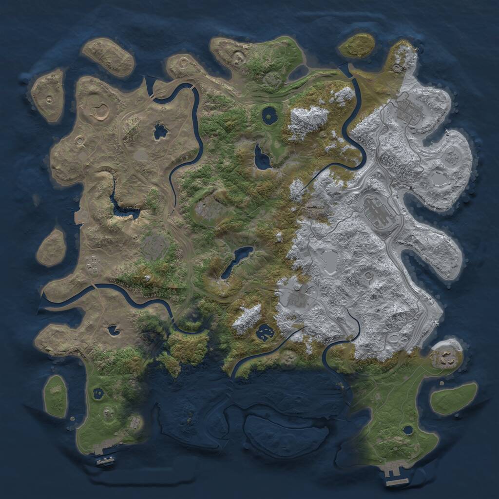 Rust Map: Procedural Map, Size: 4500, Seed: 450137260, 15 Monuments