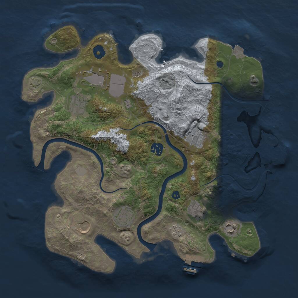 Rust Map: Procedural Map, Size: 3500, Seed: 1999638494, 14 Monuments